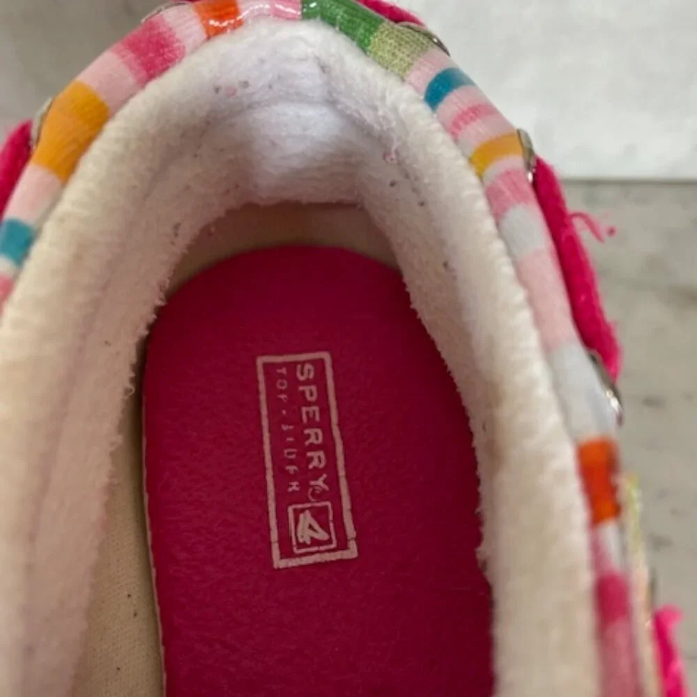SPERRY TOP SIDER Duckie Pink Plaid Steel Shank Rain Shoes Girl 13M